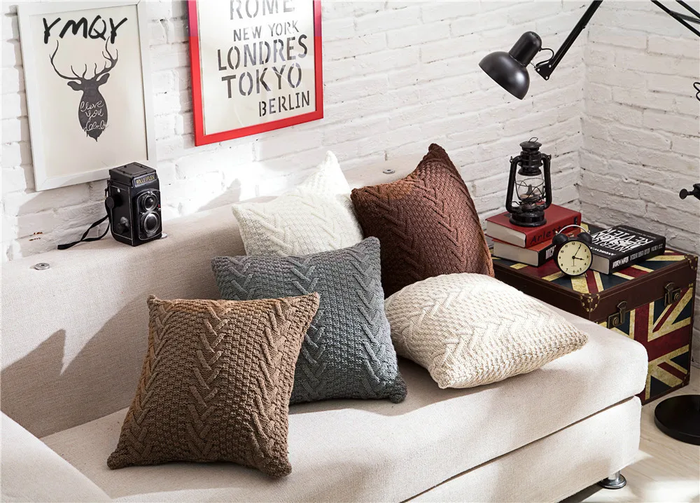 Вязаная Подушка нордическая вязаная декоративные подушки для дивана 45*45 см | Дом