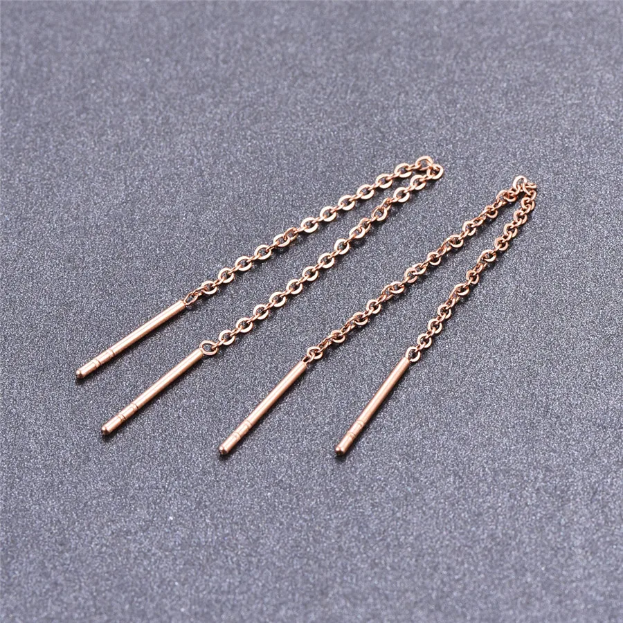 Женские серьги пусеты Martick из нержавеющей стали золотого цвета с цепочкой E175|fashion