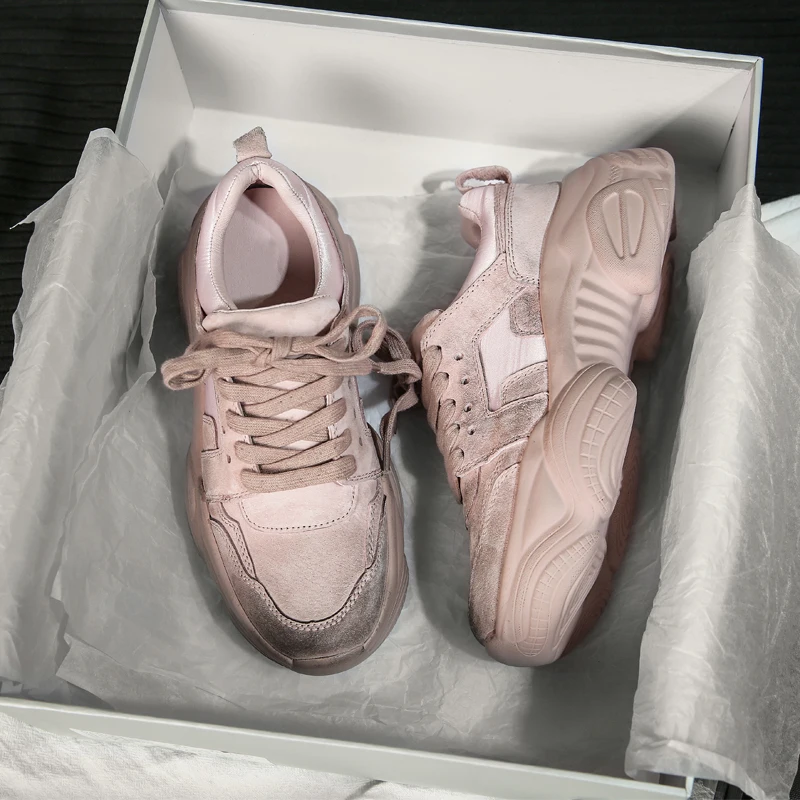 Женские кожаные туфли на толстой подошве повседневные старые в стиле Харадзюку