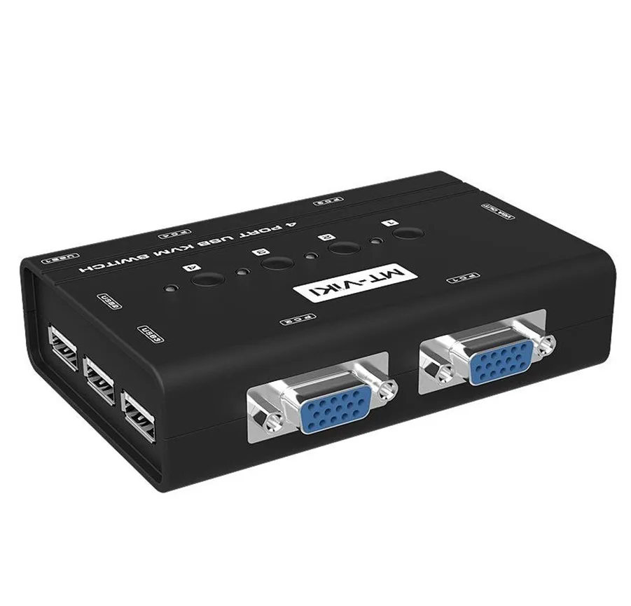 MT-VIKI 4 Port Manual VGA KVM Switch with USB Console and Original Cable 1 set of keyboard & mouse controls computer MT-460KL |