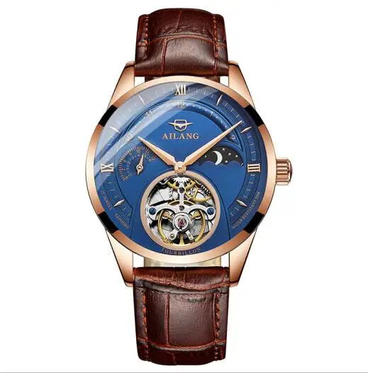 color 2 Leather Band AILANG 41 мм механические часы мужские военные часы водонепроницаемые 50 м Роскошные часы с каркасом турбийоном сапфировое стекло часы для мужчин - Цвет: color 2 Leather Band