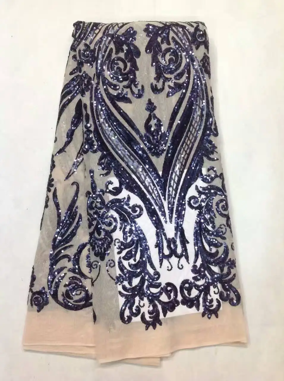 

Wholesale purple lace fabric african french sequin lace fabric with sequins embroidery for party dress ALC-JL1063