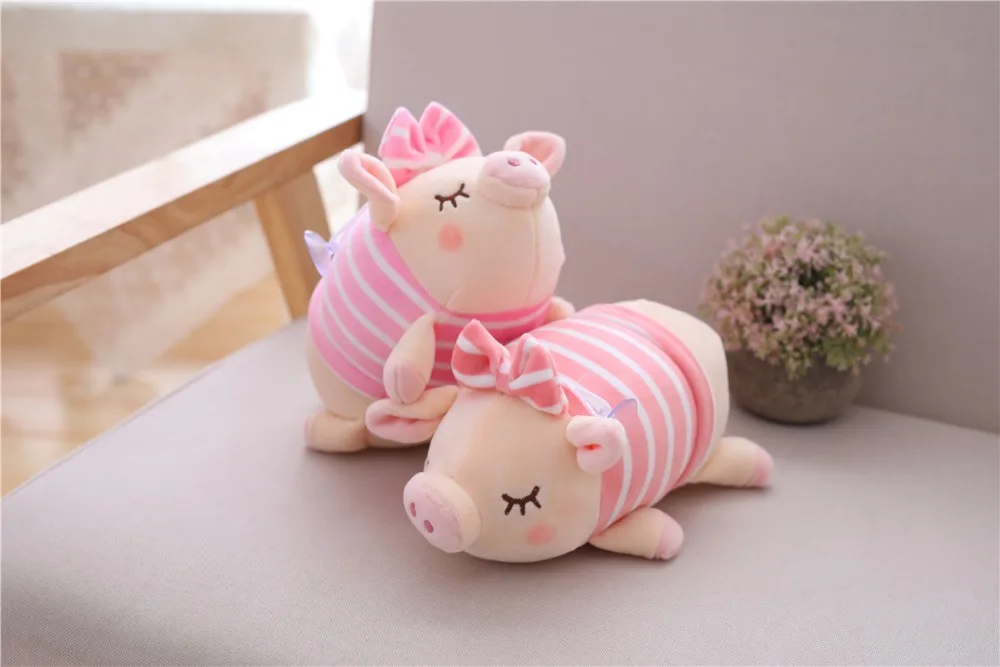 Kawaii розовый бантом Свинья Мягкие плюшевые игрушечные лошадки милые подушки поросенок стежка куклы, чучела животных в форме поросенок для маленьких д