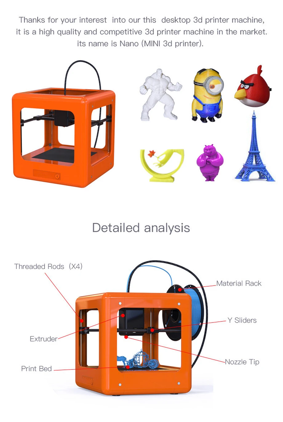 FMEA Новое поступление низкая цена мини 3d принтер