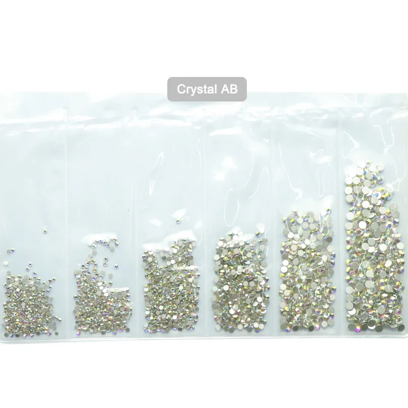 Crystal AB SS3-SS10 стеклянные кристаллы для ногтей Стразы для шармов дизайн ногтей декоративная перегородка AB Цвет Стразы японский дизайн ногтей - Цвет: Crystal AB