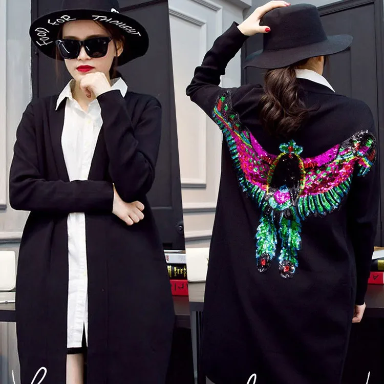 2 шт./лот вышивка орел с кружевной отделкой Аппликация ткань пайетками свитер