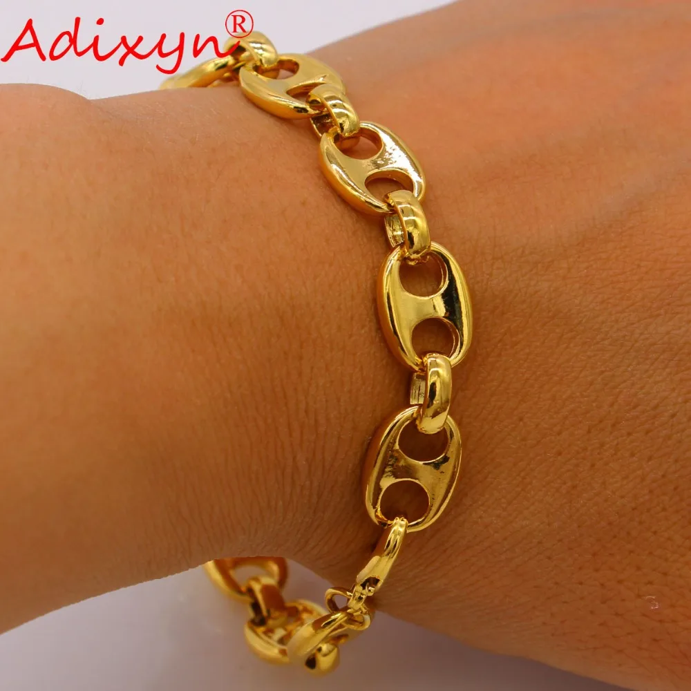 Adixyn 21 см ширина 1 мужской и женский браслет золотой цвет африканская цепь