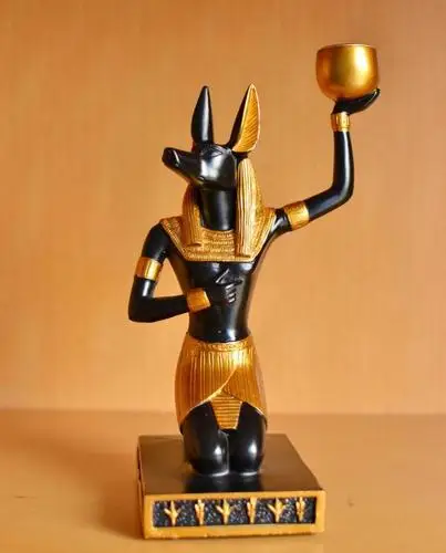 Египетский стиль Декор собака Бог Anubis статуэтки Настольный подсвечник свадебный домашний орнамент Египетский декоративный подсвечник - Цвет: left
