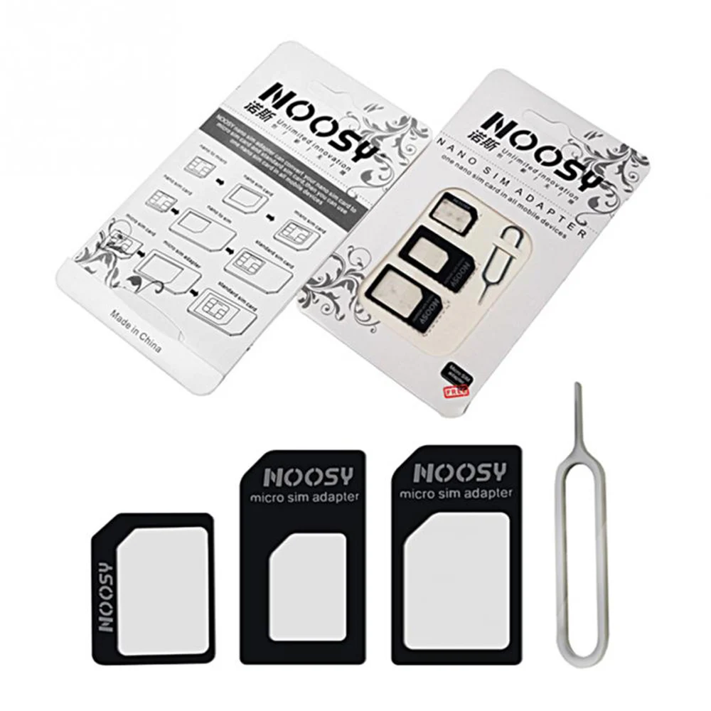 

10pcs/lot 4 in 1 Nano SIM Card Adapters Micro SIM Adapters Standard SIM Card Adapter Eject Pin For iphone 4 4S 5 6 6S All Phones