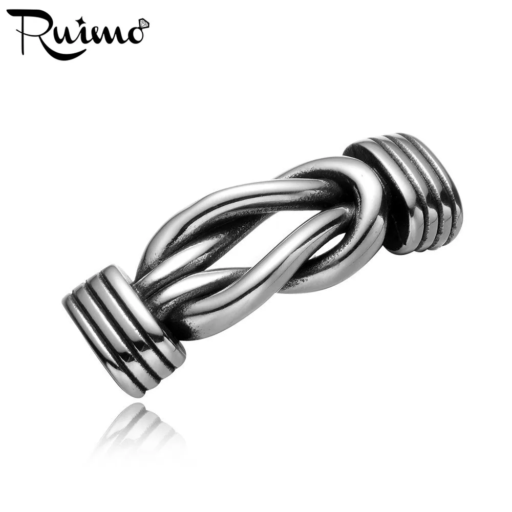 Бесконечный узел соединители RUIMO 316L из нержавеющей стали для мужчин кожаный