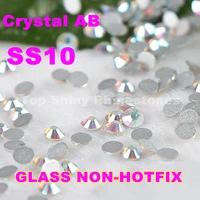 nail art rhinestones crystal ab color ss10 2 7 2 8mm non hotfix flatback rhinestone glass glitter diy nail crystal stones