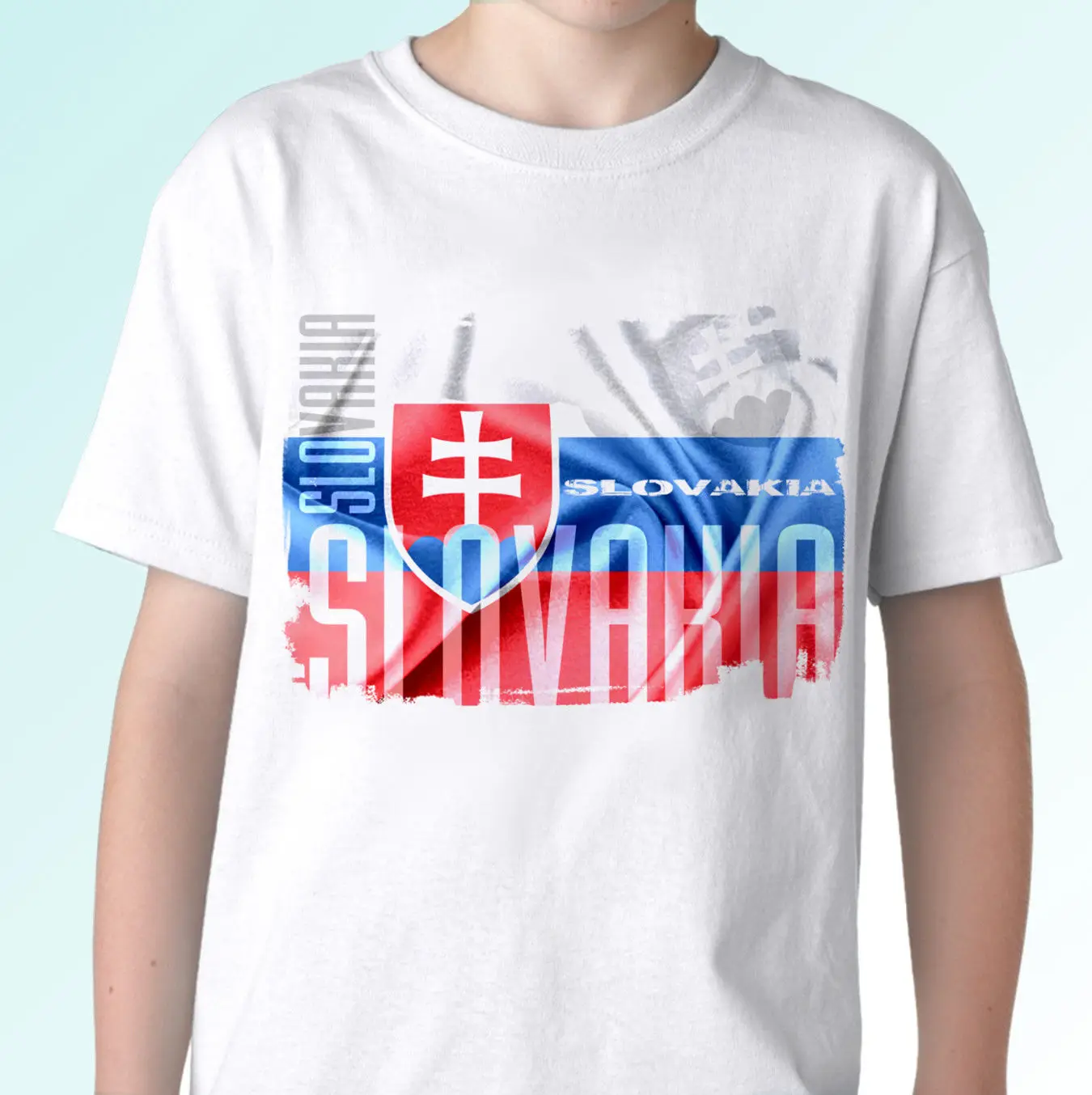 Slovakia flag design white t shirt top modern tee - mens womens kids baby sizes Harajuku Fashion Classic Unique free shipping | Мужская