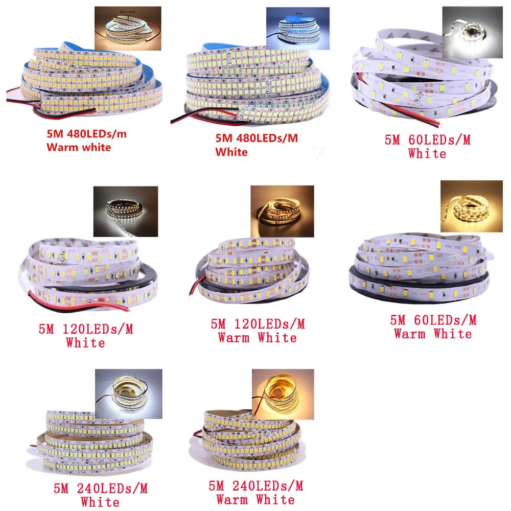 Светодиодный светильник RGB 24 в пост. Тока 5 м 300/600/1200/2400 светодиодов 2835 5630 5050