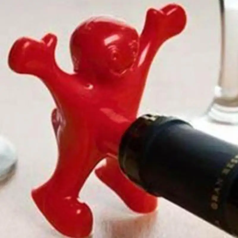 Новый Творческий Кухня Бар Красный Fun Счастливый Человек Форма Пиво Сода Бутылки