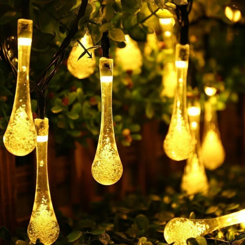 Euignis Kerst 7 м 30 светодио дный s солнечный светодио дный строка полосы Raindropkerstverlichting центром Verlichting вечерние Туин Декор Солнечный свет строка