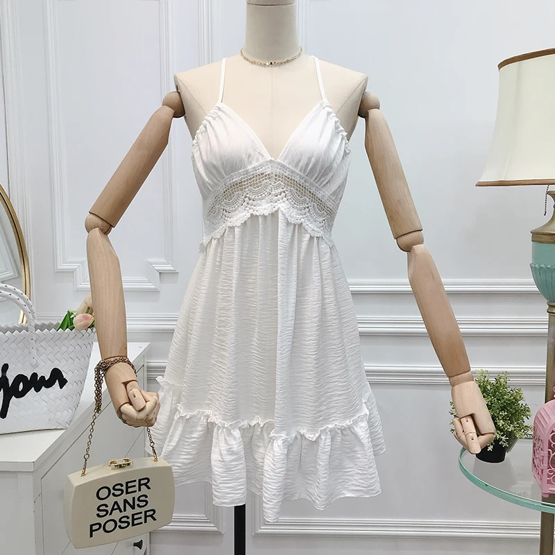 ALPHALMODA 2018 летнее Новое сексуальное пляжное платье с v-образным вырезом открытой