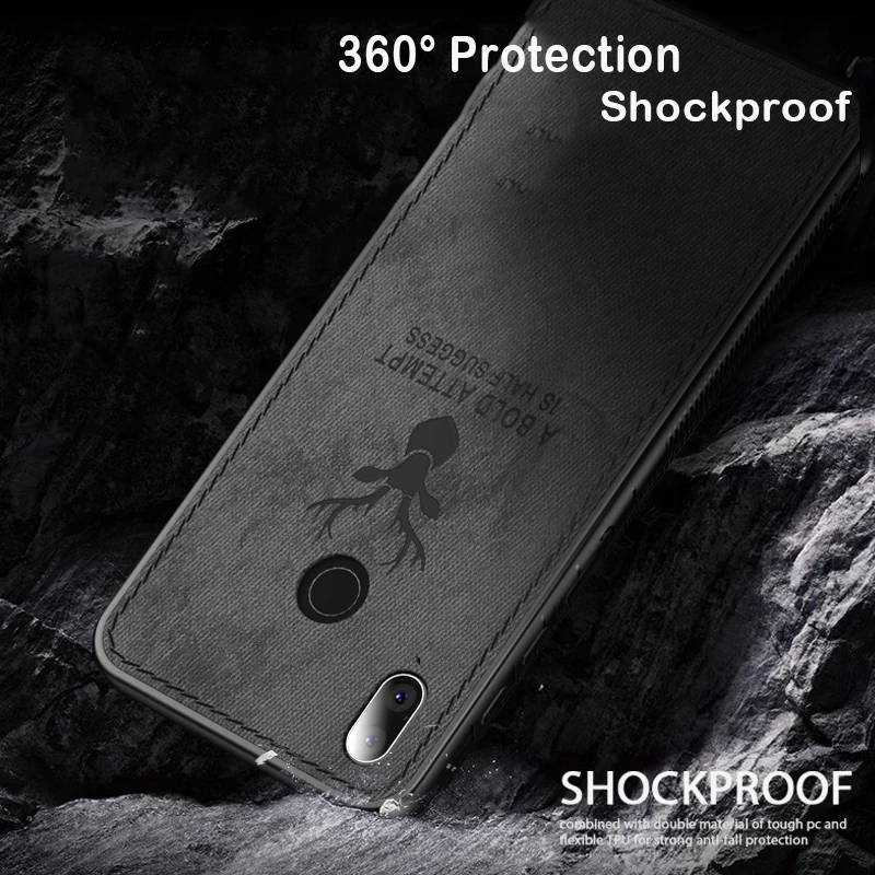 Тканевый чехол для Redmi Note 6 Pro противоударный силиконовый защитный роскошный