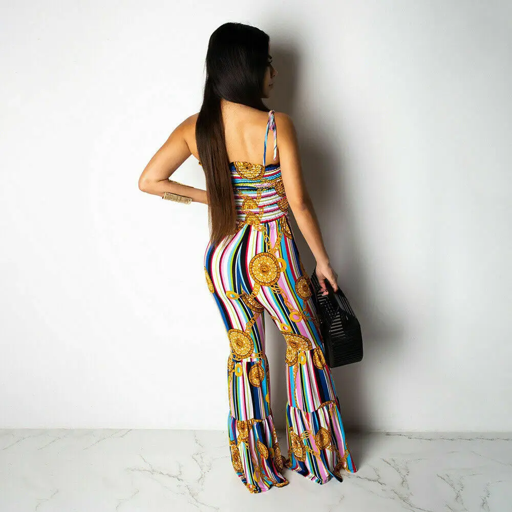 Женская Клубная одежда летний Цветной полосатый пляжный костюм в богемном стиле