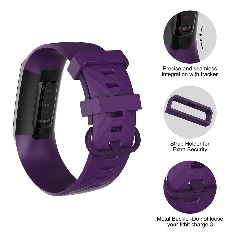 Ремешок Baaletc для часов Fitbit Charge 3 ремешок из резины ТПУ спортивный сменный браслета