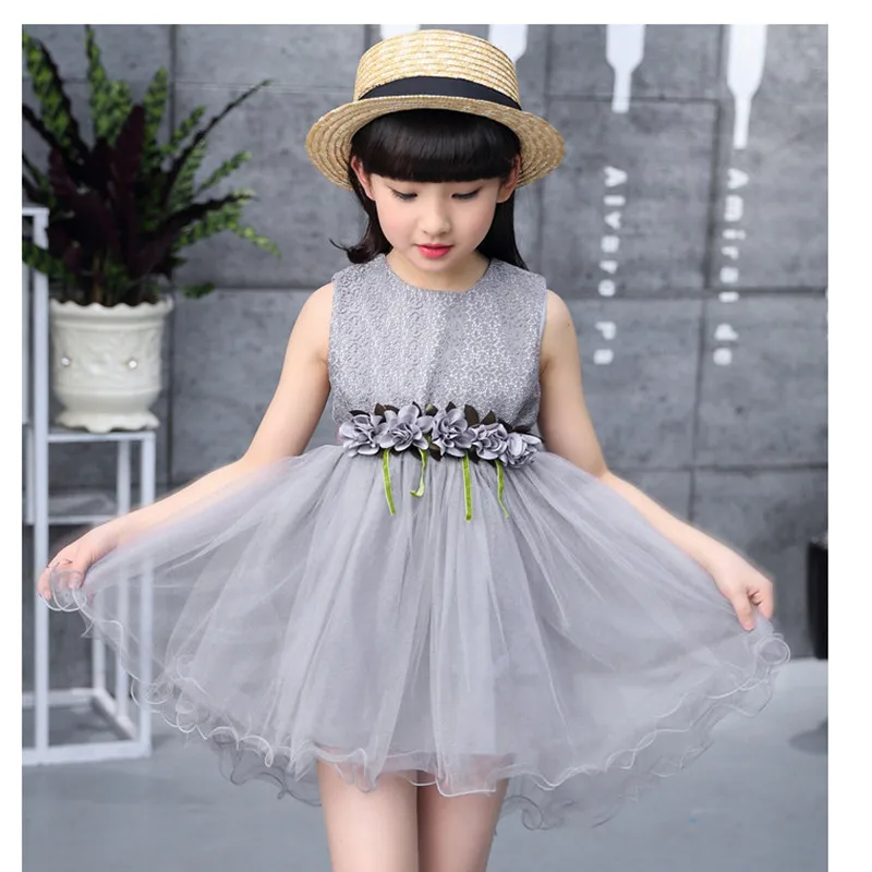 Gulugulumi 2017 Brand Summer Girls Flower Lace Dress Princess Lovely Sleeveless Mesh School Kid Clothes | Детская одежда и обувь
