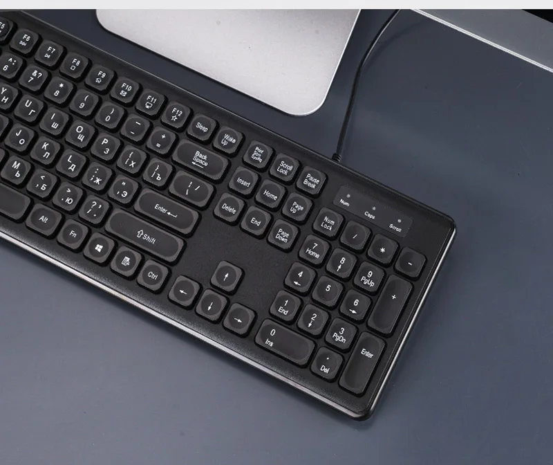 KB940 USB Проводная русская клавиатура, черная мультимедийная клавиатура, 108 клавиш, низкий уровень шума, эргономичная клавиатура для настольного компьютера