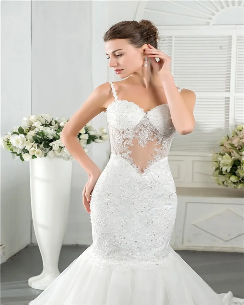 Сексуальная Русалка Свадебные Платья 2016 Sexy See through BacklessWedding Блестки Паффи Тюль