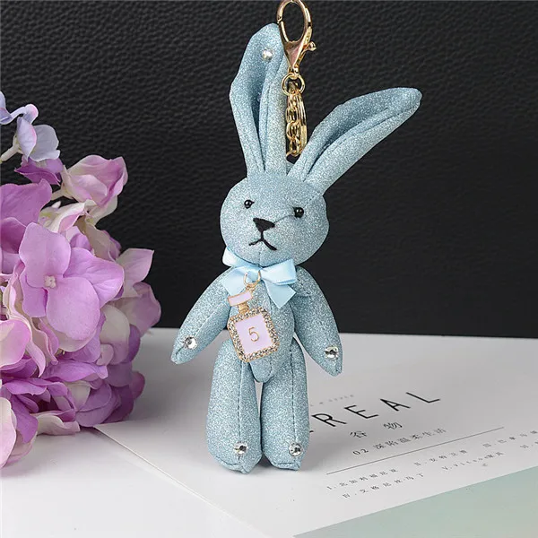 1 19cm long ears Stuffed Animal Bunny Rabbit Glitter Rivets, matte, diamonds, keychain plush toy - Цвет: 1