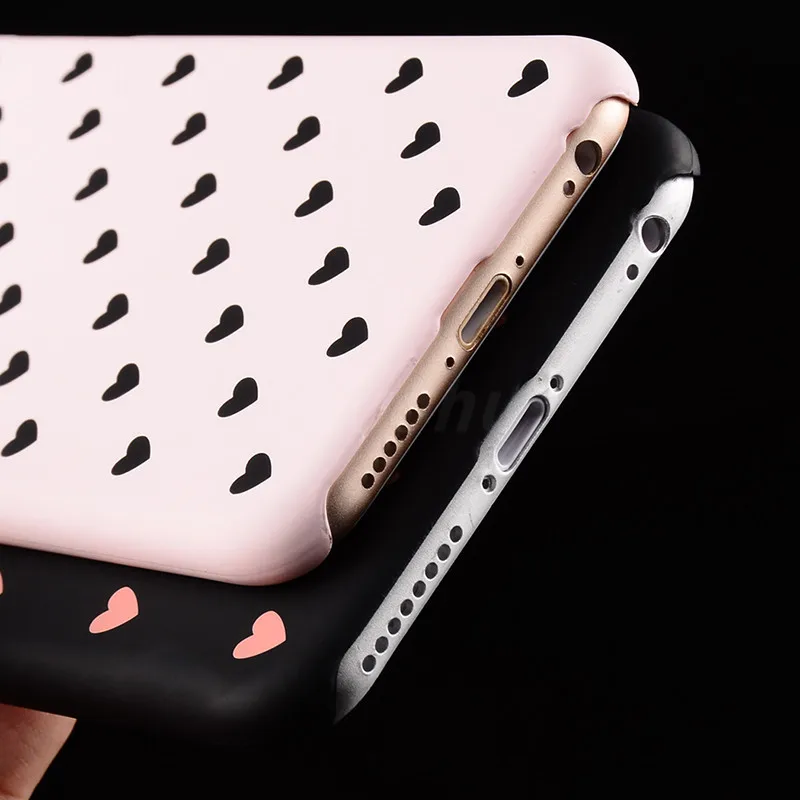 Shuohu черный и розовый сердце любовь Телефонные Чехлы для iPhone 7x8 Plus милые девушки