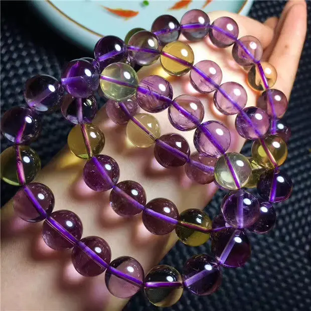 Free Shipping Natural Amethyst Citrine Quartz Crystal Round Beads Bracelet 12-11.3mm AAA | Украшения и аксессуары