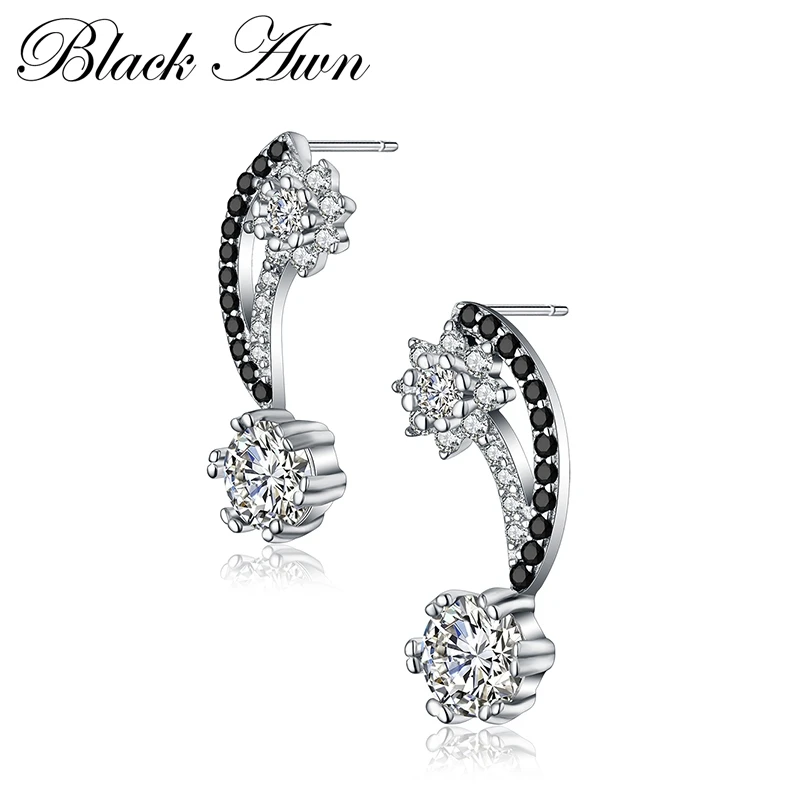 Женские Неоготические серьги-гвоздики BLACK AWN ювелирные изделия из стерлингового
