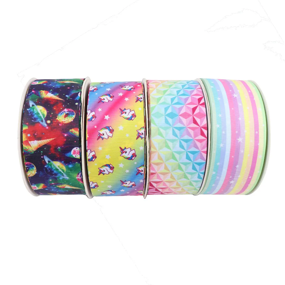 AHB красочные печатные Grosgrain ленты 75 мм ширина 5 ярдов/партия одиночное лицо DIY hairbow