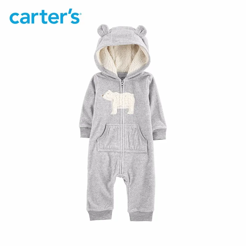 Carters baby комбинезон с капюшоном флисовые комбинезоны One-заплатки Одежда для