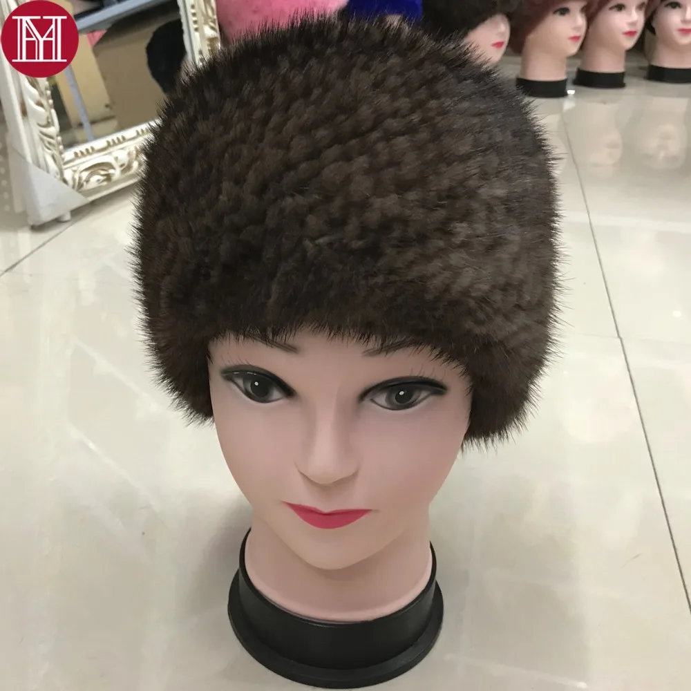 Новый прекрасный теплая зимняя шапка вязаная меховая из натуральной норки для