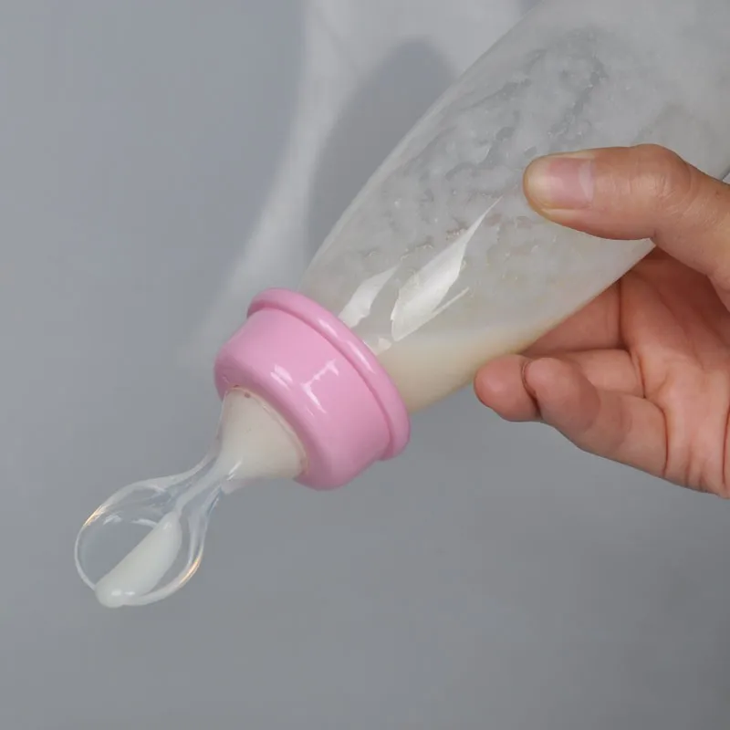 Kids Squeeze Spoon Milk Food Support Bottle Newborn Baby Rice Paste Infant Drinking Training PP Cups 240ML | Мать и ребенок