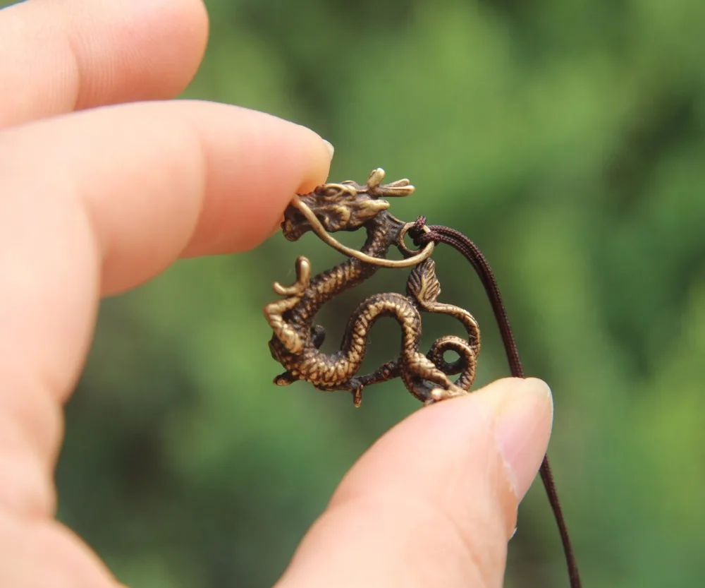 3 см Тибет 100% Чистая медь Китайский Зодиак счастливый Дракон амулет кулон