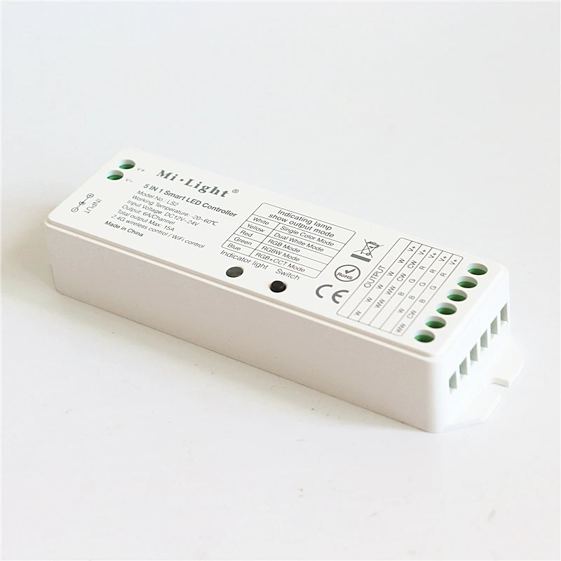 Новое поступление DC 12 В-24 В 15A Ми свет LS2 5 в 1 Smart LED контроллер для одного Цвет /ССТ/RGB/RGBW/RGB+ CCT Светодиодные ленты