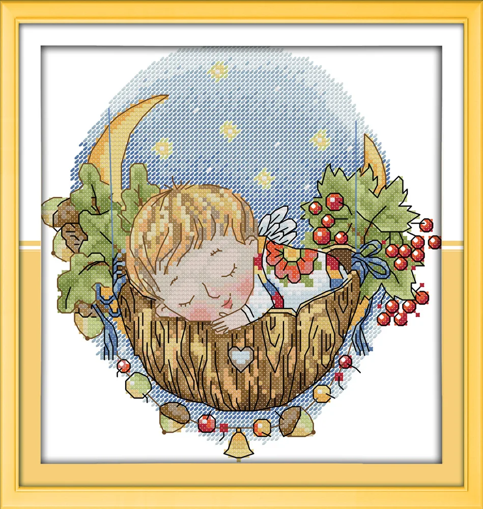 Joy Sunday The sleeping lullaby (мальчик) с Луной вышивка крестом наборы ручная работа