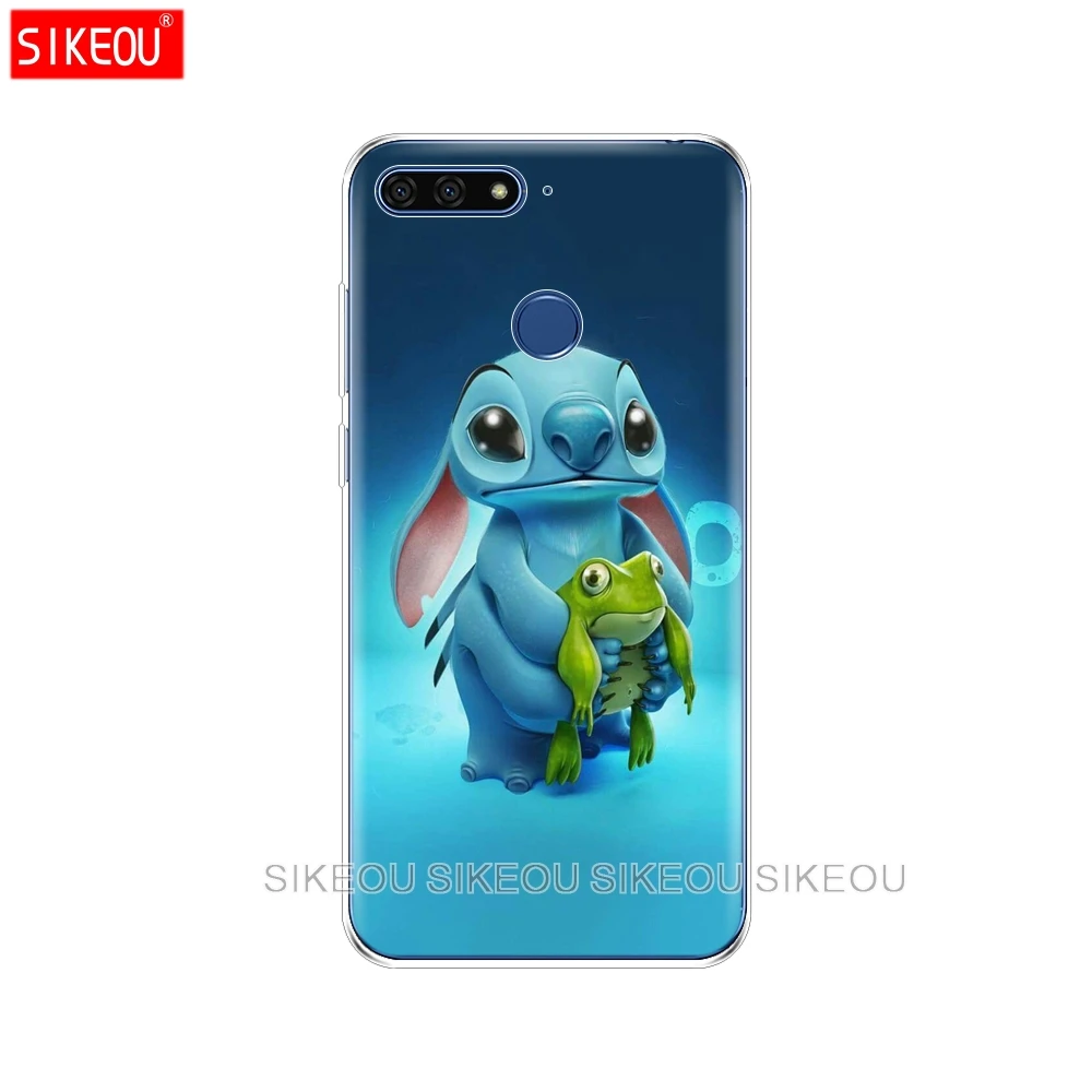 Silicone Cover Phone Case For Huawei Honor 7A PRO 7C Y5 Y6 Y7 Y9 2017 2018 Prime cute cartoon Lilo Stitch |