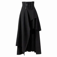 spring women gothic steampunk costume clothing retro vintage high waist long maxi skirts ruffle burlesque skirt