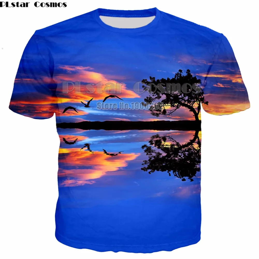 

PLstar Cosmos sunrise sunset beautiful landscape Tee Shirt 3D Print T Shirt Plus size S-5Xl drop shipping