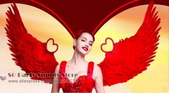 New arrival Custom Red Devil/angel Feather Wings fashion show photoshoot Halloween props Wedding decorations EMS Free shipping | Дом и сад