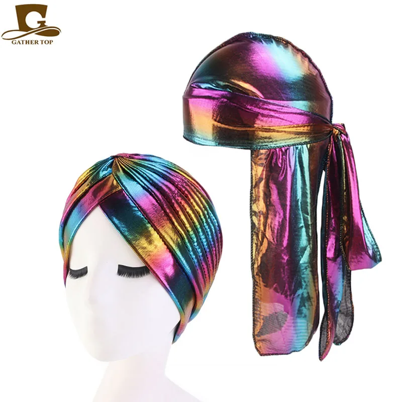Модная мужская блестящая шелковая бандана Durag 2 шт./лот головные уборы красочная