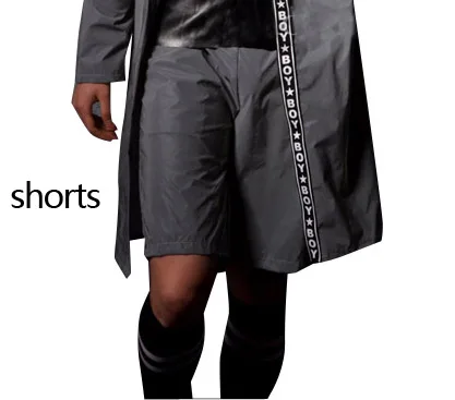 shorts Мужской светоотражающий плащ для ночного клуба, мужской певец, танцор, сценические костюмы, уличная одежда, хип-хоп Длинная ветровка, плащ с капюшоном, куртка - Цвет: shorts