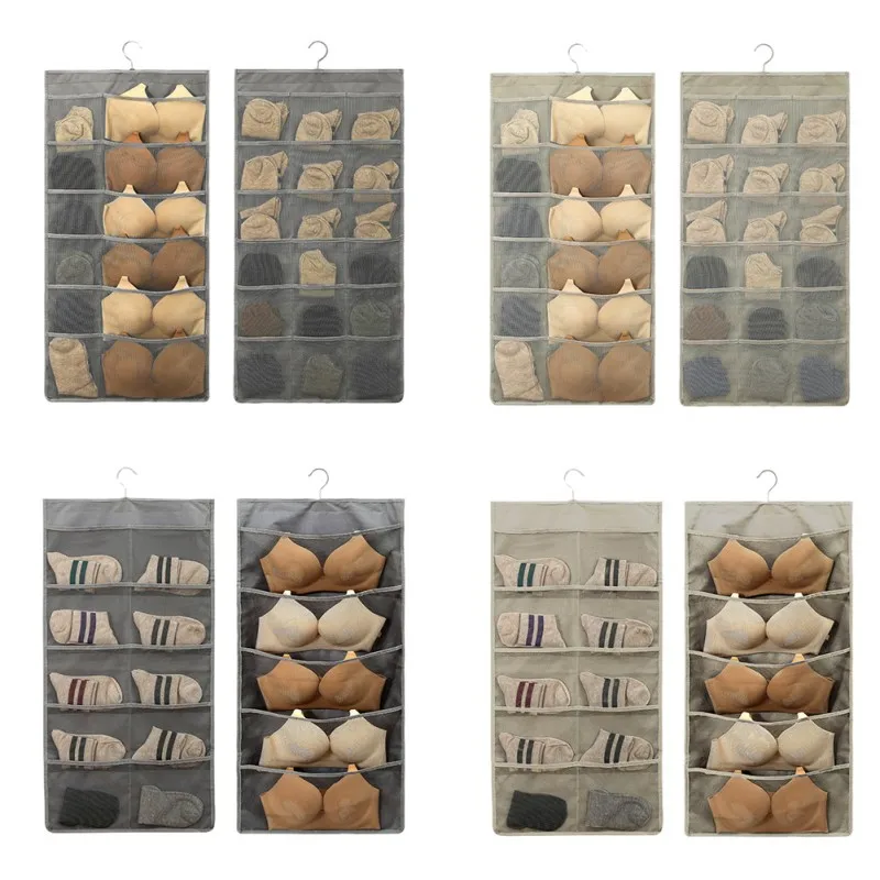 

Waterproof Moisture-proof Wall Door Hanging Storage Bag Double Side Underwear Bra Socks Sorting Bag Closet Wardrobe Storage Bag