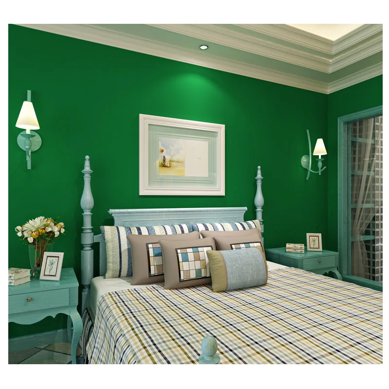 Обои для гостиной спальни ТВ обои чистый зеленый цвет|backdrop wallpaper|papel de paredepapel |