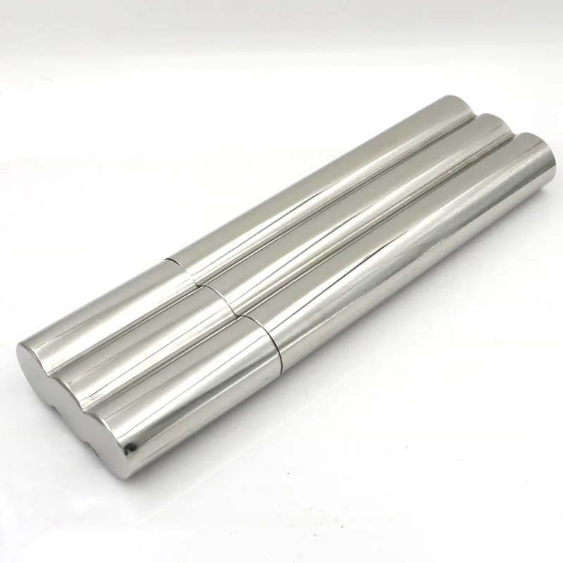 Зеркальная полированная плоская фляжка с двумя трубками для сигар 2 унции