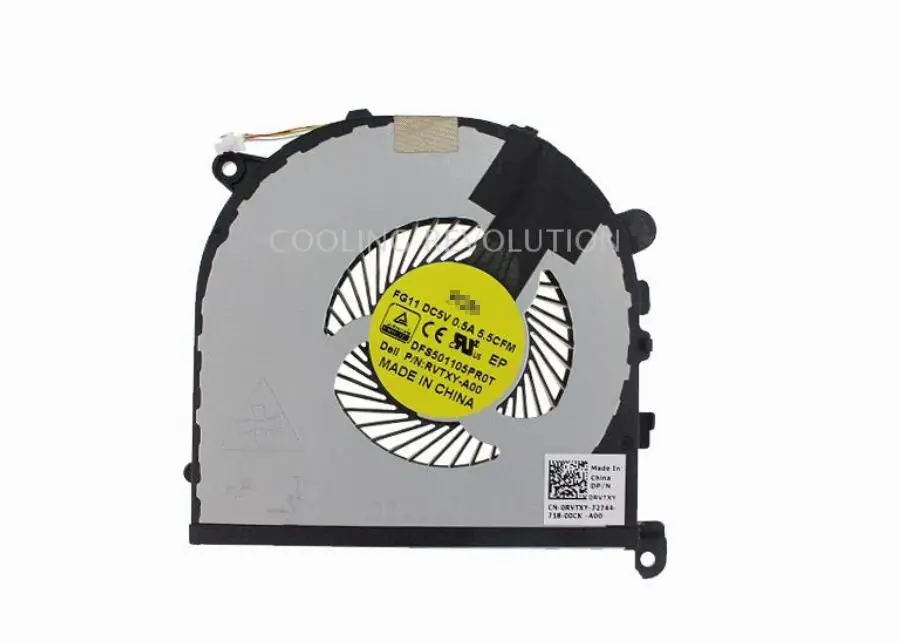 Новый охлаждающий вентилятор для ЦП Dell XPS 15 9550 5510 0HYY21 036CV9 FG11 DFS501105PR0T RVTXY A00 FG12