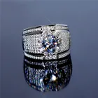 Роскошное кольцо с большим кристаллом AAAAA из серебра 925 пробы с кубическим цирконием для мужчин и женщин, мужское кольцо принцессы с цирконием, ювелирные изделия SZ 6-13