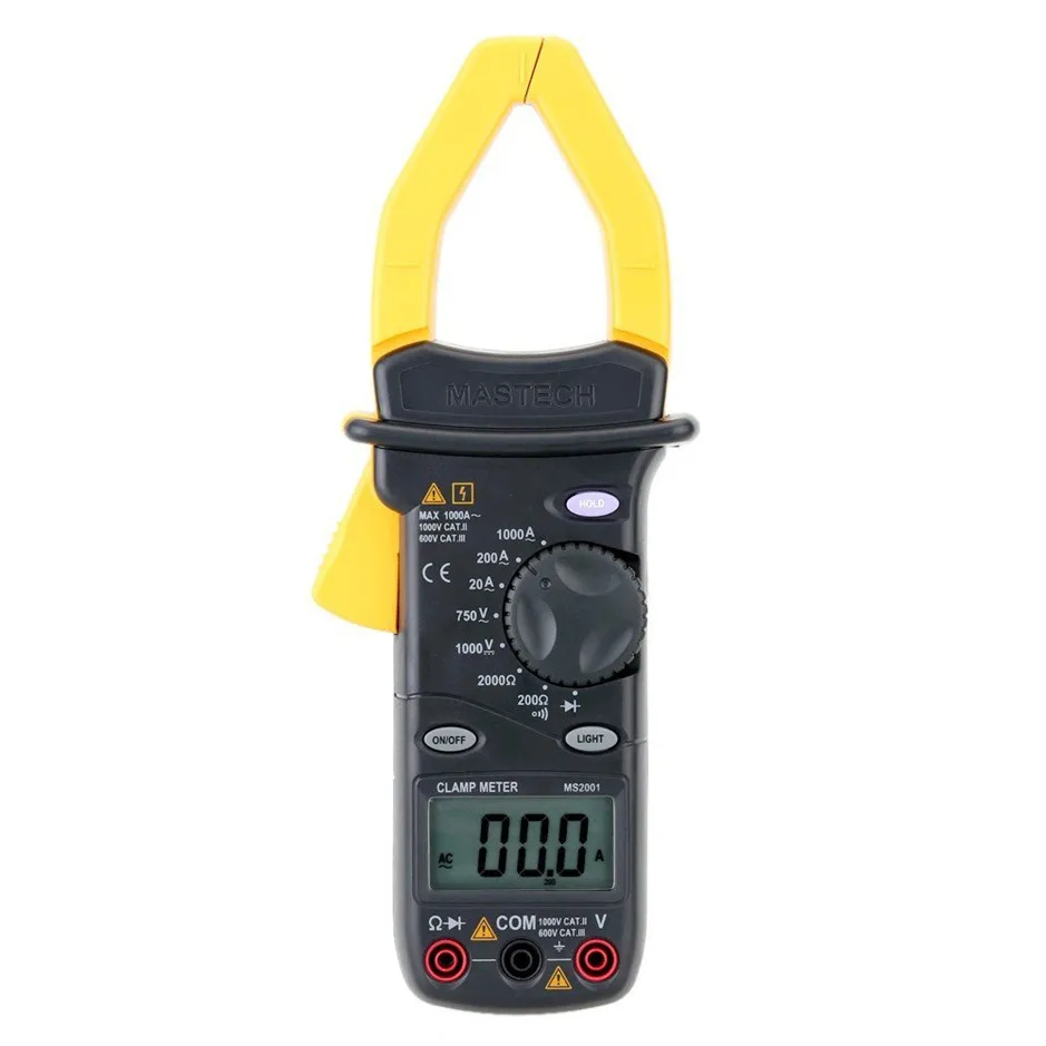

MASTECH MS2001C 3 1/2 Digital Clamp Meter AC DC Amp Volt Ohm Temperature Multimeter Tester Detector with Diode and Backlit DMM