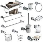 Настенный латунный набор аксессуаров для ванной комнаты с полированным покрытием, Европейский Серебряный набор аксессуаров для ванной комнаты, аксессуары для ванной комнаты с античным кристаллом